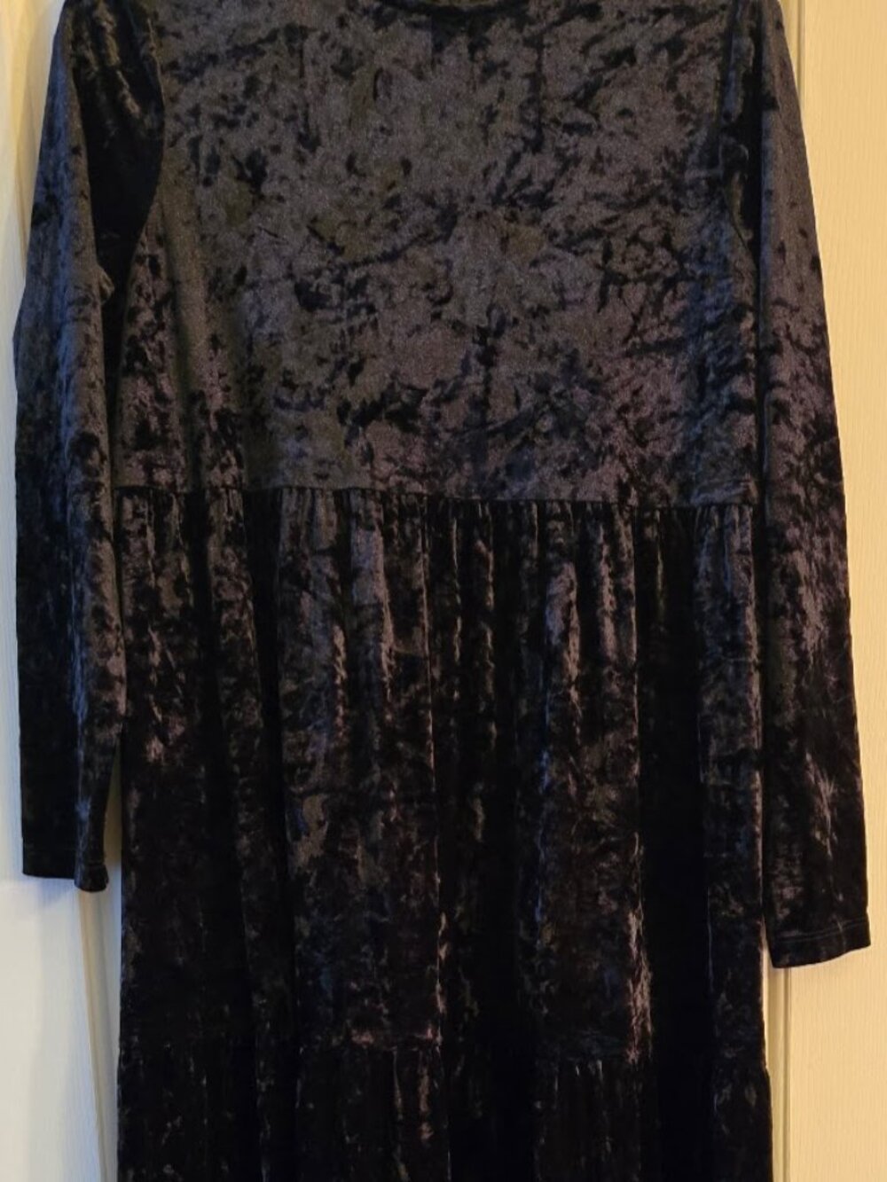 Vintage Porter Grey Crushed Velvet Long Sleeve Maxi Dress